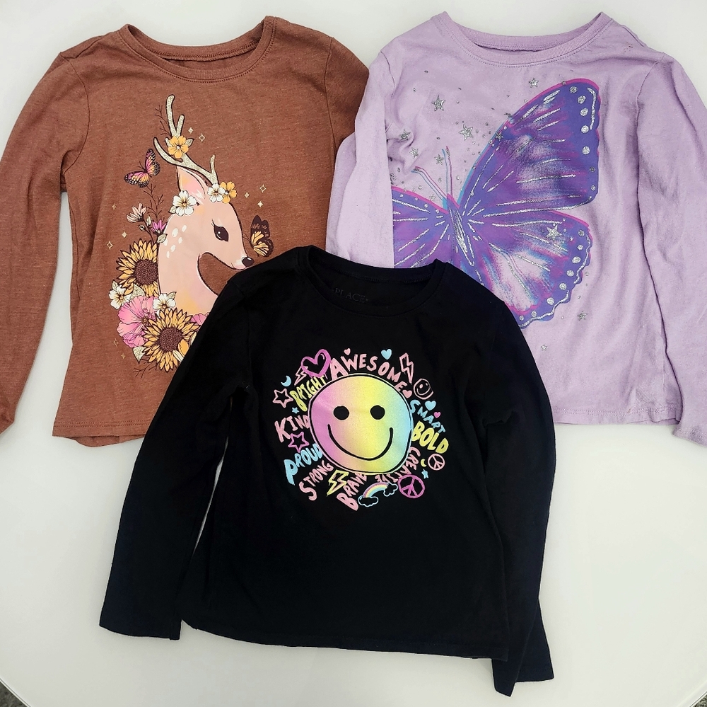 The Children's Place Kids Long Sleeve Tees - Black, Purple, Brown